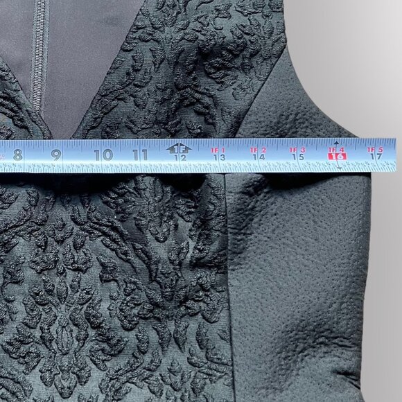 Tibi Size 8 Black Virgin Wool Worth Embroidered V-Neck Fit & Flare Mini Dress - Picture 8 of 13